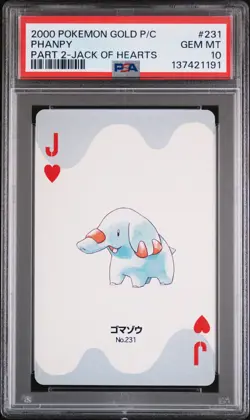 2000 POKEMON GOLD VERSION PART 2 PLAYING CARDS JACK OF HEARTS #231 PHANPY PSA 10 - Image 1