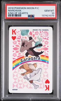 2016 POKEMON MOON PLAYING CARDS KING OF HEARTS MAROWAK PSA 10 - Image 1