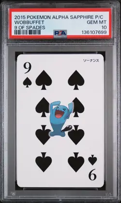 2015 POKEMON ALPHA SAPPHIRE PLAYING CARDS 9 OF SPADES WOBBUFFET PSA 10 - Image 1