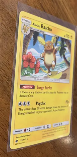Alolan Raichu - Crimson Invasion Non Holo Rare 31/111 2017 Pokemon Card - Image 2