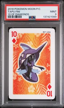 2016 POKEMON MOON PLAYING CARDS 10 OF DIAMONDS TAPU FINI PSA 9 - Image 1
