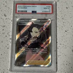 Pokemon Marnie Full Art Trainer Supporter Holo PSA 10 Card Swsh01 200/202 Eng - Image 1
