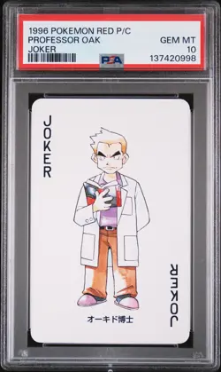 1996 POKEMON RED VERSION PLAYING CARDS JOKER PROFESSOR OAK PSA 10 - Image 1