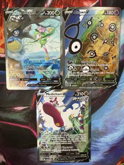 Pokemon Card Lot Of 3 Alt Art V’s SWSH Medicham, Unown & Hisuain Lilligant NM - Image 1
