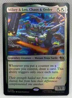 Mikey and Leo Chaos and Order 158 Teenage Mutant Ninja Turtles Foil R NM MTG - Image 1