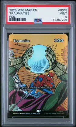 2025 MAGIC: THE GATHERING MARVEL'S SPIDER-MAN: SOURCE MAT FOIL TRAUMATIZE PSA 9 - Image 1