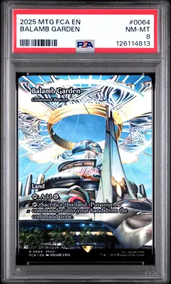 2025 MTG FINAL FANTASY THROUGH THE AGES #0064 BALAMB GARDEN PSA 8 - Image 1