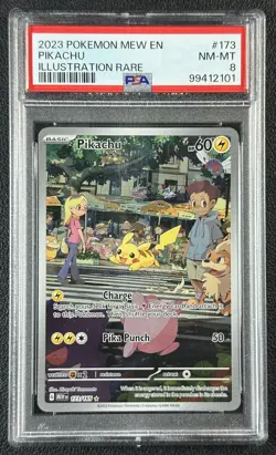 PIKACHU PSA 8 2023 POKEMON MEW EN #173/165 ILLUSTRATION RARE IR 101 - Image 1