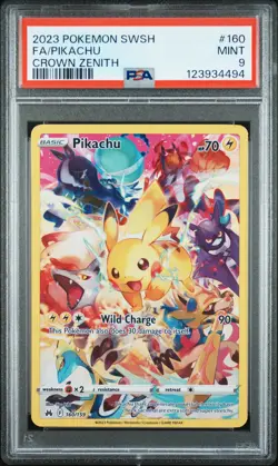 2023 POKEMON SWORD & SHIELD CROWN ZENITH #160 FULL ART/PIKACHU PSA 9 - Image 1