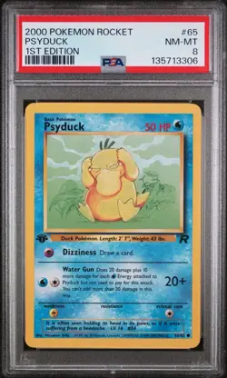 2000 Pokemon 1st Edition Team Rocket - PSYDUCK #65 - PSA 8, Near Mint/Mint - Image 3