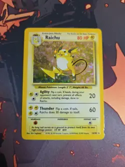 Pokemon TCG Card Raichu Base Set Holo Rare Card 14/102 HP - Image 1