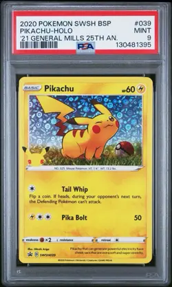 2020 Pokemon General Mills 25th Anniversary PIKACHU #039 Holo - PSA 9 MINT - Image 1
