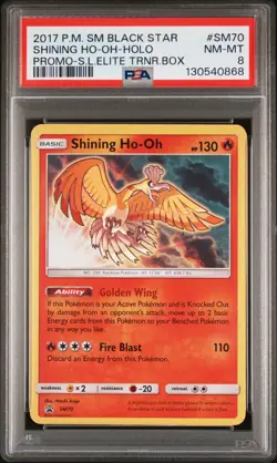 2017 POKEMON SM BLACK STAR PROMO #SM70 SHINING HO-OH-HOLO PSA 8 - Image 1