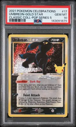 2021 POKEMON CELEBRATIONS CLASSIC COLLECTION #17 UMBREON-GOLD STAR PSA 10 - Image 1