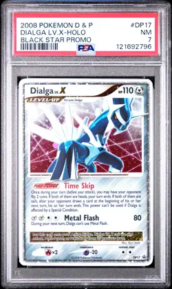 2008 POKEMON DIAMOND & PEARL BLACK STAR PROMO #DP17 DIALGA LV.X-HOLO PSA 7 - Image 1