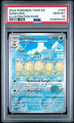 2024 POKEMON TWM EN-TWILIGHT MASQUERADE ILLUSTRATION RARE #169 SUNFLORA PSA 10 - Image 1