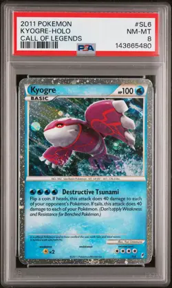 2011 POKEMON CALL OF LEGENDS #SL6 KYOGRE-HOLO PSA 8 - Image 1