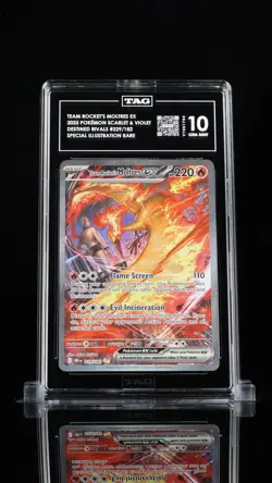 Pokemon Rocket's Moltres ex Destined Rivals SIR #229 TAG 10 Gem Mint - Image 1