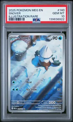 2025 POKEMON MEG EN-MEGA EVOLUTION ILLUSTRATION RARE #140 SNOVER PSA 10 - Image 1
