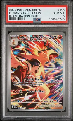 2025 POKEMON DRI EN-DESTINED RIVALS ILLUSTRATION RARE ETHAN'S TYPHLOSION PSA 10 - Image 1