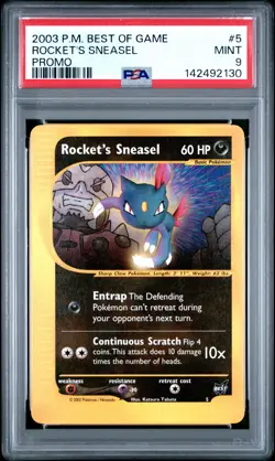 2003 POKEMON BEST OF GAME PROMO #5 ROCKET'S SNEASEL PSA 9 - Image 1