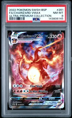 2022 POKEMON SWSH BLACK STAR PROMO #261 FULL ART/CHARIZARD VMAX PSA 8 - Image 1