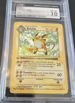 CGC 10 Gem Mint Raichu 14/102 Base Set 1st Edition Shadowless POKEMON - Image 1
