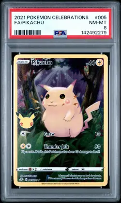2021 POKEMON CELEBRATIONS #005 FULL ART/PIKACHU PSA 8 - Image 1