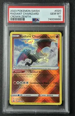 RADIANT CHARIZARD PSA 10 2023 POKEMON SWSH CROWN ZENITH #020/159 RARE 9886 - Image 1