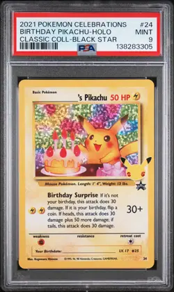 2021 POKEMON CELEBRATIONS CLASSIC COLLECTION #24 BIRTHDAY PIKACHU-HOLO PSA 9 - Image 1