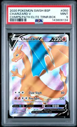 2020 POKEMON SWSH PROMO CHAMPION'S PATH ETB #050 CHARIZARD V PSA 9 - Image 1