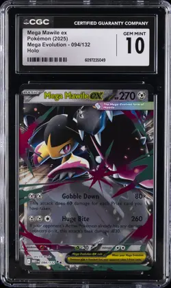 2025 POKEMON MEG EN-MEGA EVOLUTION #094 MEGA MAWILE EX CGC 10 GEM MINT - Image 1