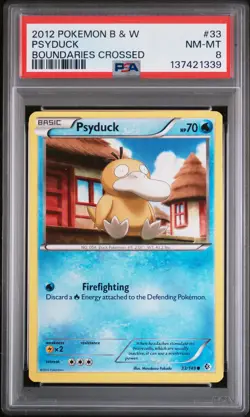 2012 POKEMON BLACK & WHITE BOUNDARIES CROSSED #33 PSYDUCK PSA 8 - Image 1