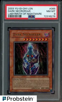 2003 Yu-Gi-Oh! #065 Dark Necrofear Labyrinth of Nightmare PSA 8 NM-MT - Image 1