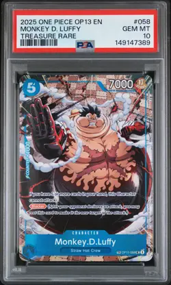 2025 ONE PIECE OP13-CARRYING ON HIS WILL TREASURE RARE MONKEY D. LUFFY PSA 10 - Image 1