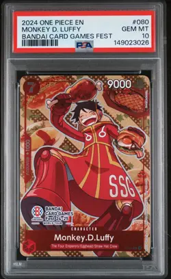 2024 ONE PIECE PROMOS BANDAI CARD GAMES FEST #080 MONKEY D. LUFFY PSA 10 - Image 1