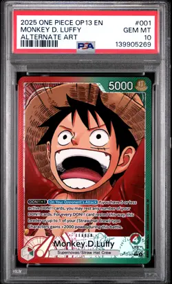 2025 ONE PIECE OP13-CARRYING ON HIS WILL ALTERNATE ART MONKEY D. LUFFY PSA 10 - Image 1