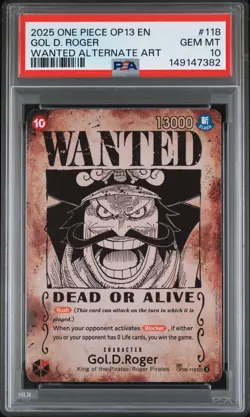 2025 ONE PIECE CARRYING ON HIS WILL WANTED ALT ART #118 GOL D. ROGER PSA 10 - Image 1