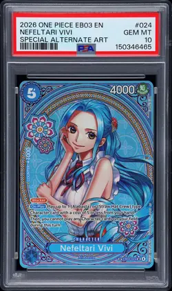 2026 ONE PIECE EB03-ONE PIECE HEROINES EDT SPECIAL ALT ART NEFELTARI VIVI PSA 10 - Image 1