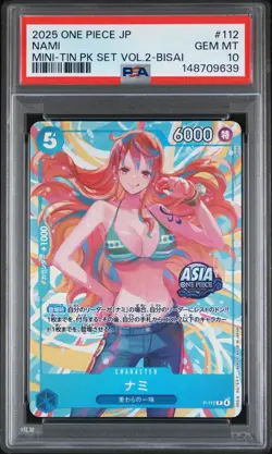 2025 ONE PIECE JAPANESE MINI-TIN PACK SET VOL.2 BISAI #112 NAMI PSA 10 - Image 1