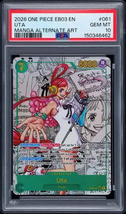2026 ONE PIECE EB03-ONE PIECE HEROINES EDITION MANGA ALT ART #061 UTA PSA 10 - Image 1