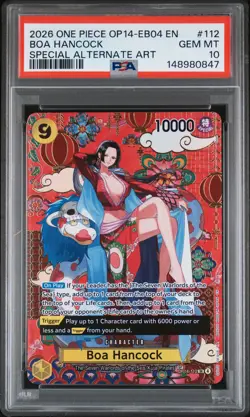 2026 ONE PIECE THE AZURE SEA'S SEVEN SPECIAL ALT ART #112 BOA HANCOCK PSA 10 - Image 1