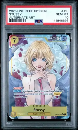 2025 ONE PIECE OP13-CARRYING ON HIS WILL ALTERNATE ART #110 STUSSY PSA 10 - Image 1