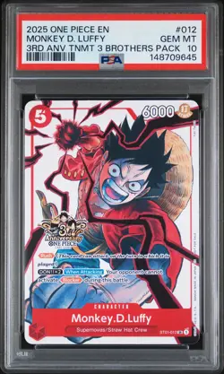 2025 ONE PIECE 3RD ANNIV TOURNAMENT 3 BROTHERS PACK #012 MONKEY D. LUFFY PSA 10 - Image 1