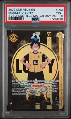 2025 ONE PIECE PROMOS BVB X ONE PIECE MATCH DAY 2025 #003 MONKEY D. LUFFY PSA 9 - Image 1