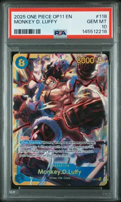2025 ONE PIECE OP11-A FIST OF DIVINE SPEED #118 MONKEY D. LUFFY PSA 10 - Image 1