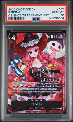 2025 ONE PIECE CHAMPIONSHIP 25-26 TOP PLAYER PACK FINALIST #092 PERONA PSA 10 - Image 1