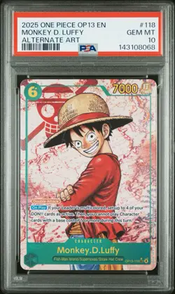 2025 ONE PIECE OP13 Carrying On His Will MONKEY D LUFFY 118 SEC Alternate PSA 10 - Image 3