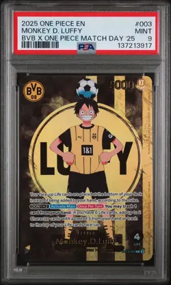 2025 ONE PIECE PROMOS BVB X ONE PIECE MATCH DAY 2025 #003 MONKEY D. LUFFY PSA 9 - Image 1