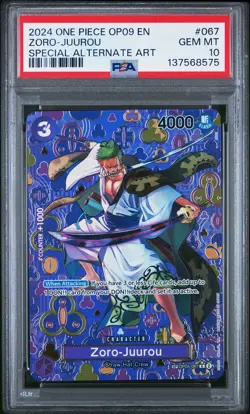 2024 ONE PIECE EMPERORS IN THE NEW WORLD SPECIAL ALT ART #067 ZORO-JUUROU PSA 10 - Image 1